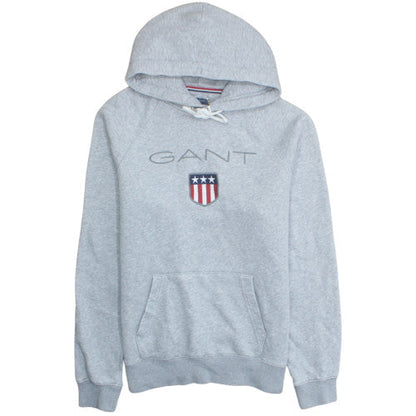 GANT Men’s Grey Pullover Hoodie L Regular Fit Embroidered USA Logo