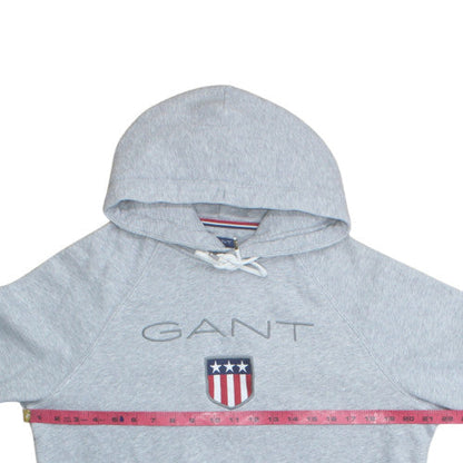 GANT Men’s Grey Pullover Hoodie L Regular Fit Embroidered USA Logo