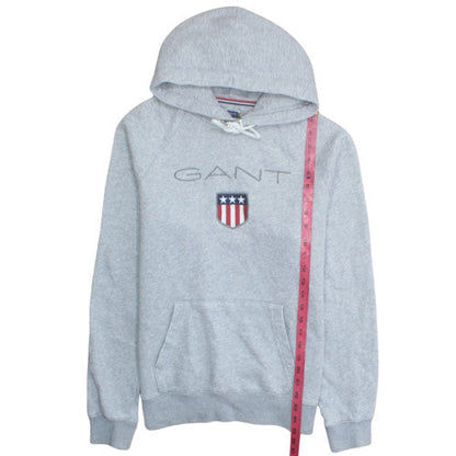 GANT Men’s Grey Pullover Hoodie L Regular Fit Embroidered USA Logo