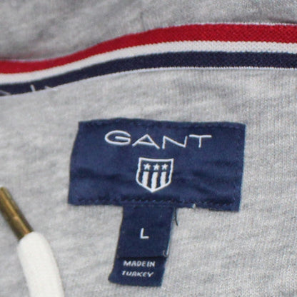 GANT Men’s Grey Pullover Hoodie L Regular Fit Embroidered USA Logo