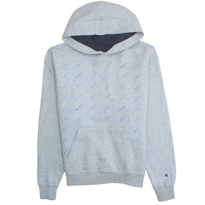 Champion Mens Grey Pullover Hoodie L Fleece Logo Sweatshirt