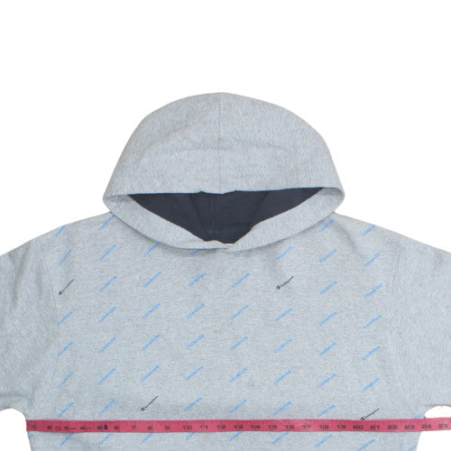 Champion Mens Grey Pullover Hoodie L Fleece Logo Sweatshirt