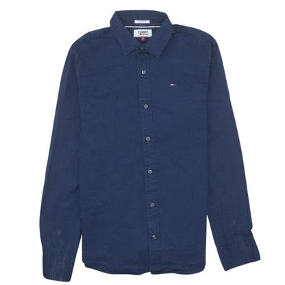 Tommy Jeans Men's Blue Slim Fit Long Sleeve Button-Up Shirt Size S