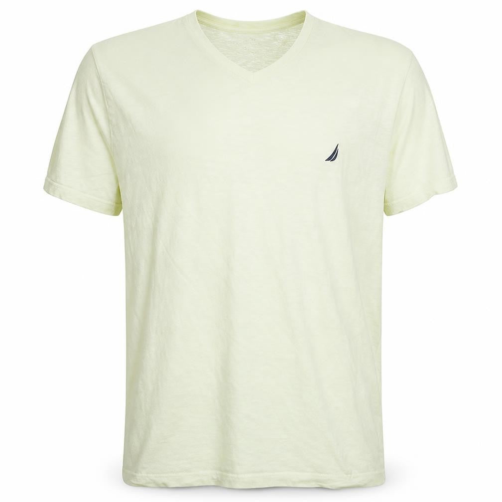 Nautica Men's Beige V-Neck Cotton T-Shirt 2XL Nautical Style