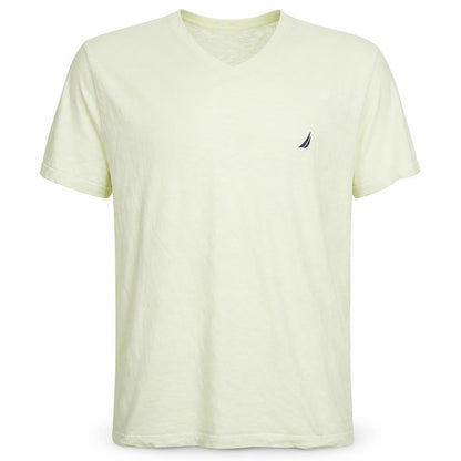 Nautica Men's Beige V-Neck Cotton T-Shirt 2XL Nautical Style