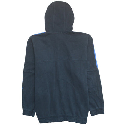 Adidas Mens Black 2XL Full Zip Fleece Hoodie with Blue Stripes