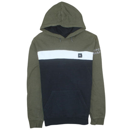 Rip Curl Boys Khaki Black Pullover Hoodie Size 16 Cotton Blend Surf Style