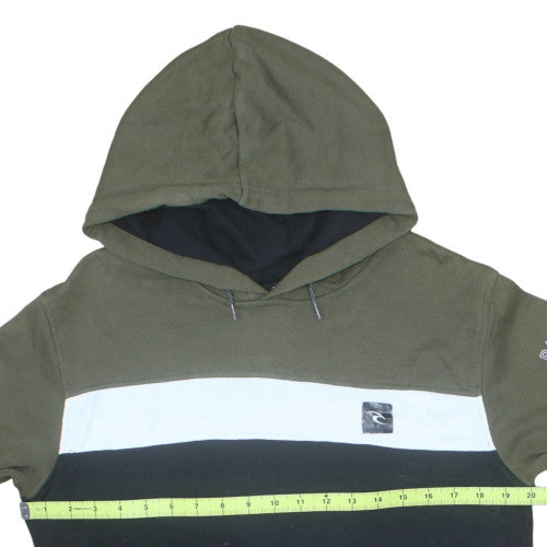 Rip Curl Boys Khaki Black Pullover Hoodie Size 16 Cotton Blend Surf Style
