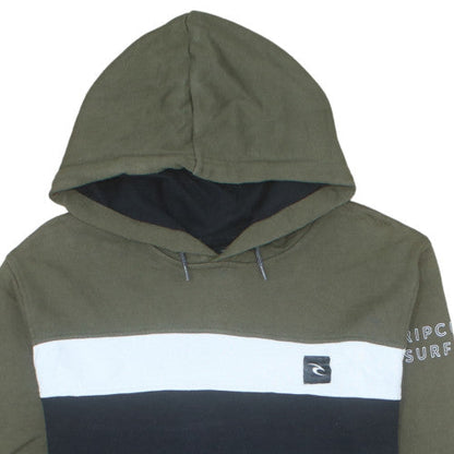 Rip Curl Boys Khaki Black Pullover Hoodie Size 16 Cotton Blend Surf Style