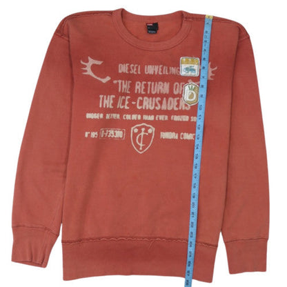 Diesel Men's Brown Graphic Print Crew Neck Sweatshirt Size L