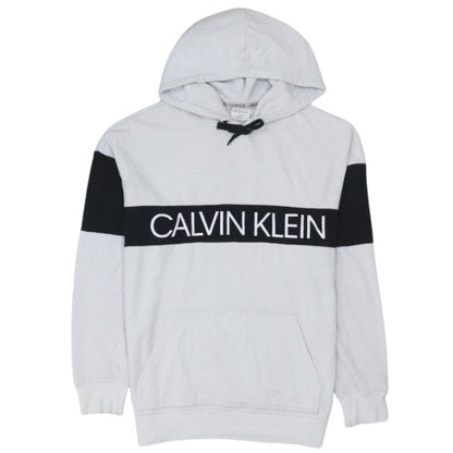 Calvin Klein Men's White Pullover Hoodie Medium Logo Design