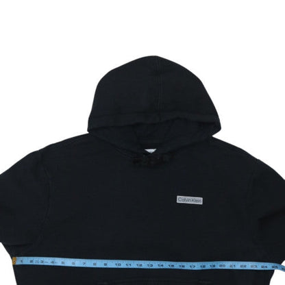 Calvin Klein Mens Black Pullover Hoodie L Fleece Logo Sweatshirt