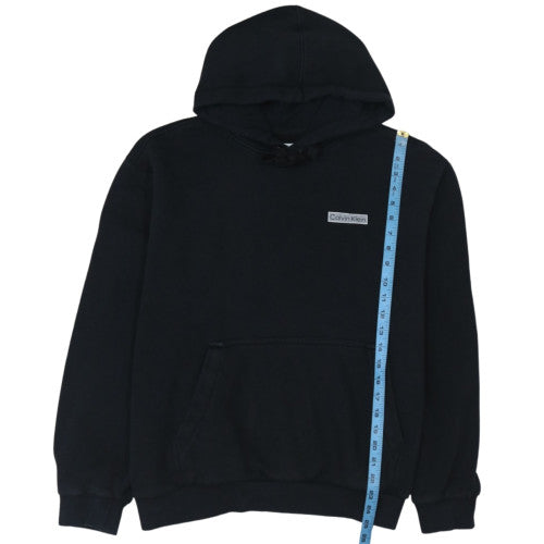 Calvin Klein Mens Black Pullover Hoodie L Fleece Logo Sweatshirt