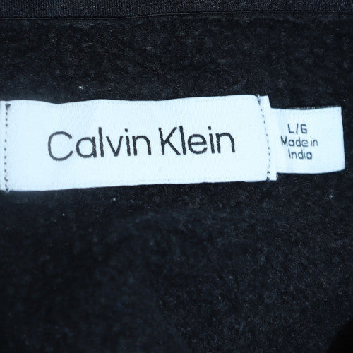 Calvin Klein Mens Black Pullover Hoodie L Fleece Logo Sweatshirt