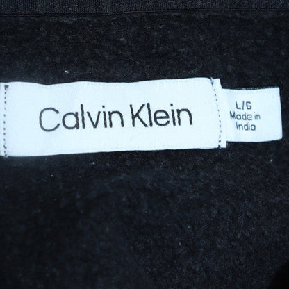 Calvin Klein Mens Black Pullover Hoodie L Fleece Logo Sweatshirt