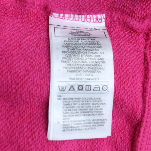 Adidas Womens Pink Pullover Hoodie Size 8 Lined Casual Sweatshirt