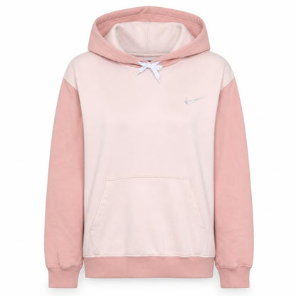 Nike Women Pink & Beige Pullover Hoodie Size L Cotton Sweatshirt