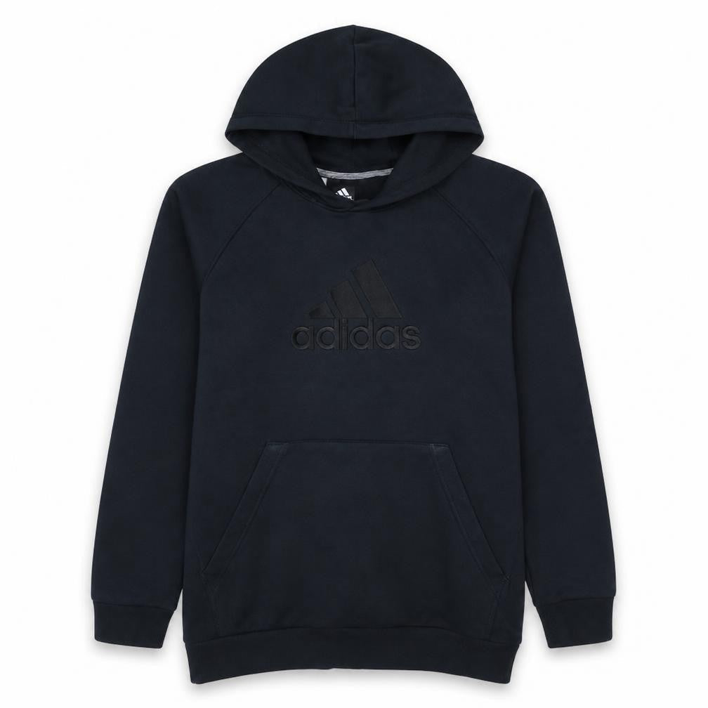 Adidas Boys Black 15-16 Years Pullover Hoodie Essentials Cotton Blend
