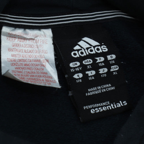Adidas Boys Black 15-16 Years Pullover Hoodie Essentials Cotton Blend