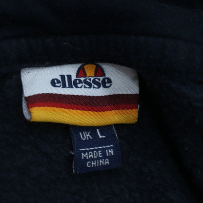 Ellesse Mens Blue Pullover Hoodie Size L Logo Fleece Sweatshirt