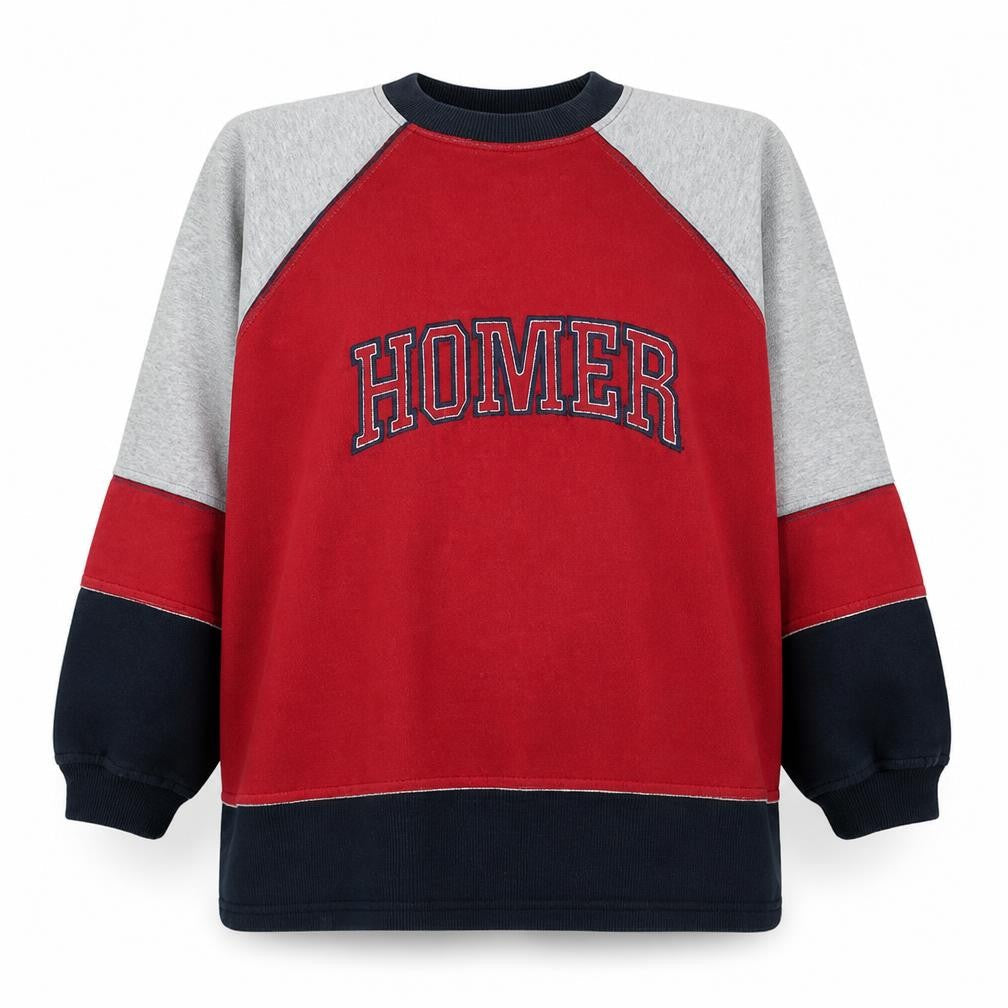 Süper Penye Mens Red Grey Colourblock Logo Sweatshirt M