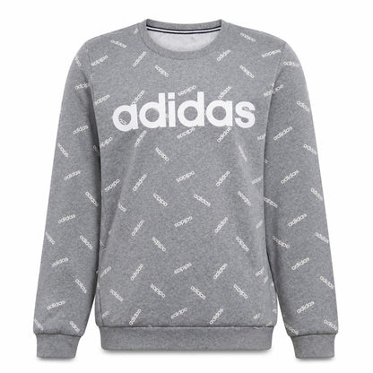 adidas Mens Grey Small Logo Crew Neck Pullover Sweatshirt