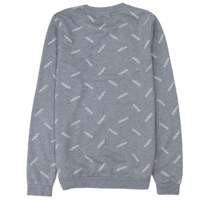 adidas Mens Grey Small Logo Crew Neck Pullover Sweatshirt