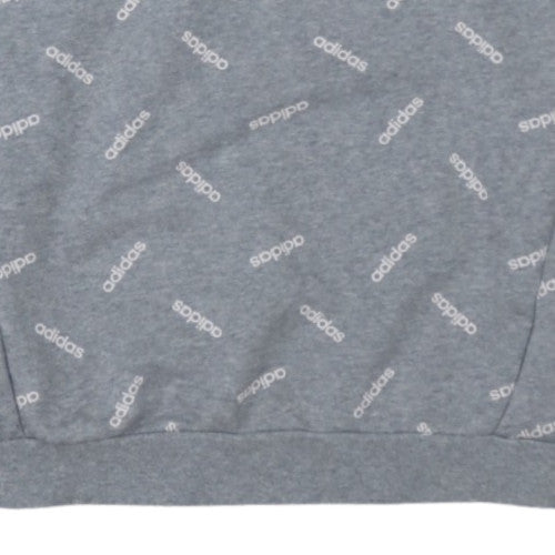 adidas Mens Grey Small Logo Crew Neck Pullover Sweatshirt