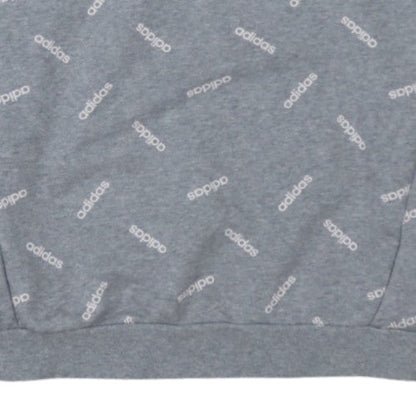 adidas Mens Grey Small Logo Crew Neck Pullover Sweatshirt