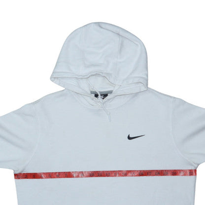Nike Women’s White Pullover Hoodie Medium Cotton Blend Logo Sweatshirt