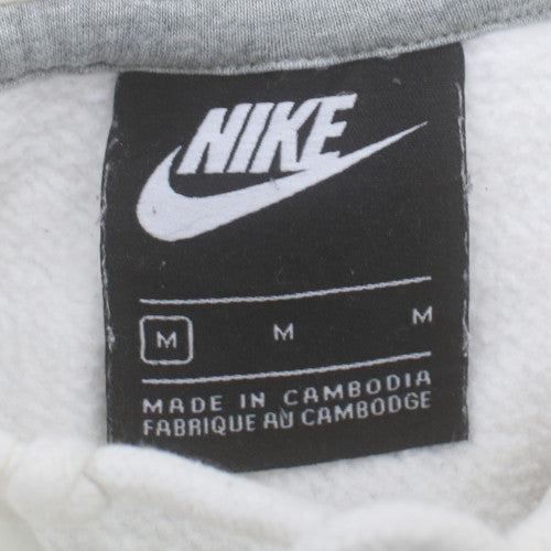 Nike Women’s White Pullover Hoodie Medium Cotton Blend Logo Sweatshirt