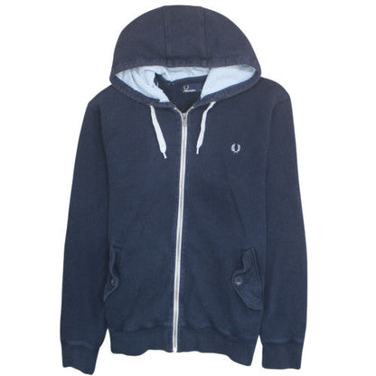 Fred Perry Men's Blue Full Zip Hoodie L Cotton Fleece Sweatshirt