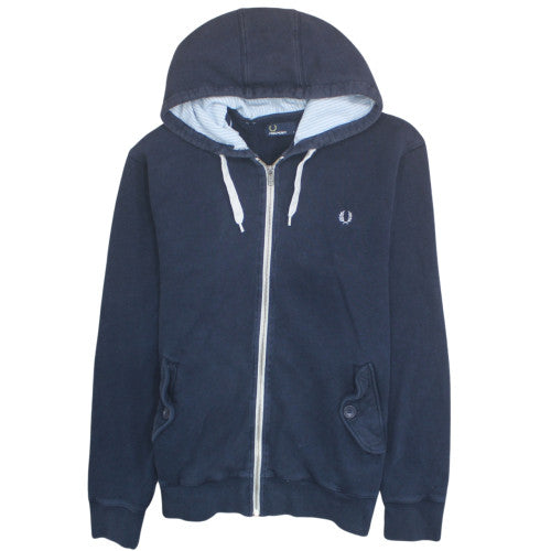 Fred Perry Men's Blue Full Zip Hoodie L Cotton Fleece Sweatshirt