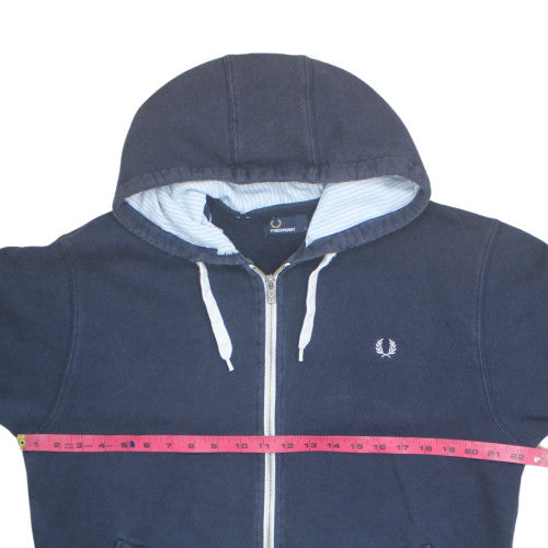 Fred Perry Men's Blue Full Zip Hoodie L Cotton Fleece Sweatshirt