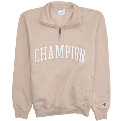Champion Women Beige Small 1/4 Zip Pullover Sweatshirt Fleece Lined