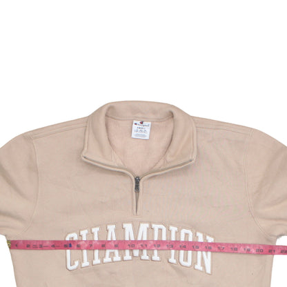 Champion Women Beige Small 1/4 Zip Pullover Sweatshirt Fleece Lined