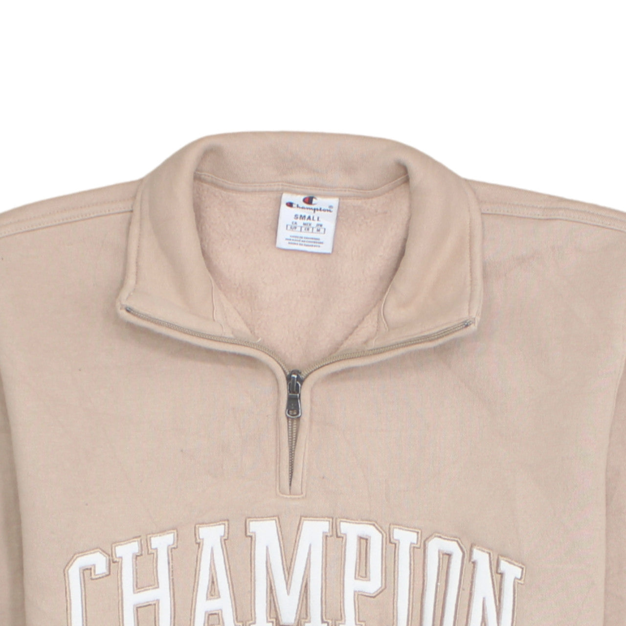 Champion Women Beige Small 1/4 Zip Pullover Sweatshirt Fleece Lined