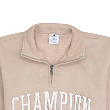 Champion Women Beige Small 1/4 Zip Pullover Sweatshirt Fleece Lined