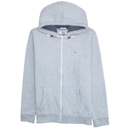 Tommy Jeans Men Grey XL Full Zip Hoodie Regular Fit Jersey Sweatshirt