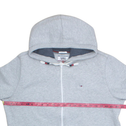 Tommy Jeans Men Grey XL Full Zip Hoodie Regular Fit Jersey Sweatshirt
