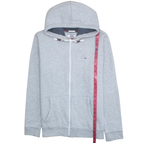 Tommy Jeans Men Grey XL Full Zip Hoodie Regular Fit Jersey Sweatshirt