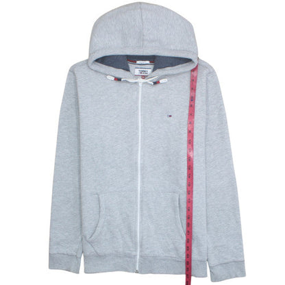 Tommy Jeans Men Grey XL Full Zip Hoodie Regular Fit Jersey Sweatshirt