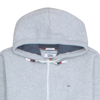Tommy Jeans Men Grey XL Full Zip Hoodie Regular Fit Jersey Sweatshirt