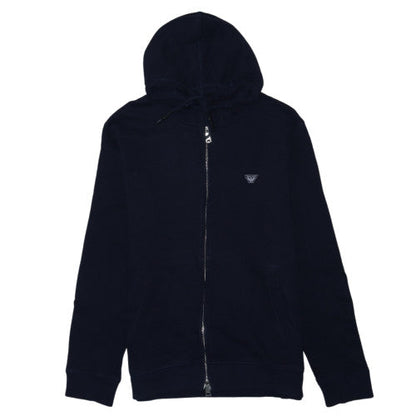 Armani Jeans Men's Black Full Zip Hoodie L Classic Logo Cotton