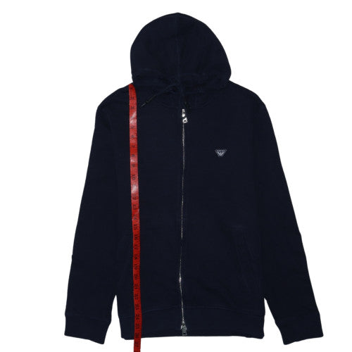 Armani Jeans Men's Black Full Zip Hoodie L Classic Logo Cotton