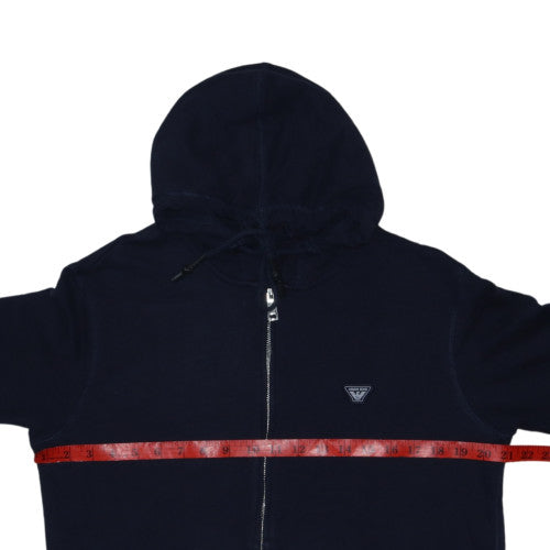 Armani Jeans Men's Black Full Zip Hoodie L Classic Logo Cotton