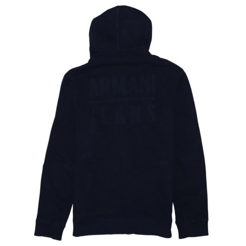 Armani Jeans Men's Black Full Zip Hoodie L Classic Logo Cotton