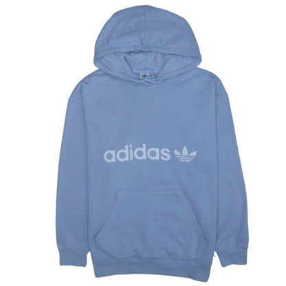 Adidas Womens Blue Pullover Hoodie Size M 12-14 Logo Print