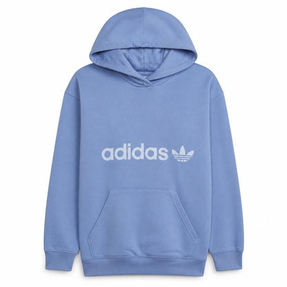 Adidas Womens Blue Pullover Hoodie Size M 12-14 Logo Print