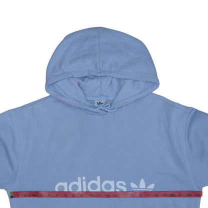 Adidas Womens Blue Pullover Hoodie Size M 12-14 Logo Print